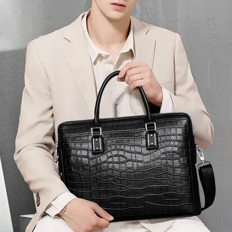Leather Briefcase - Nowa, oryginalna skórzana męska torba biznesowa