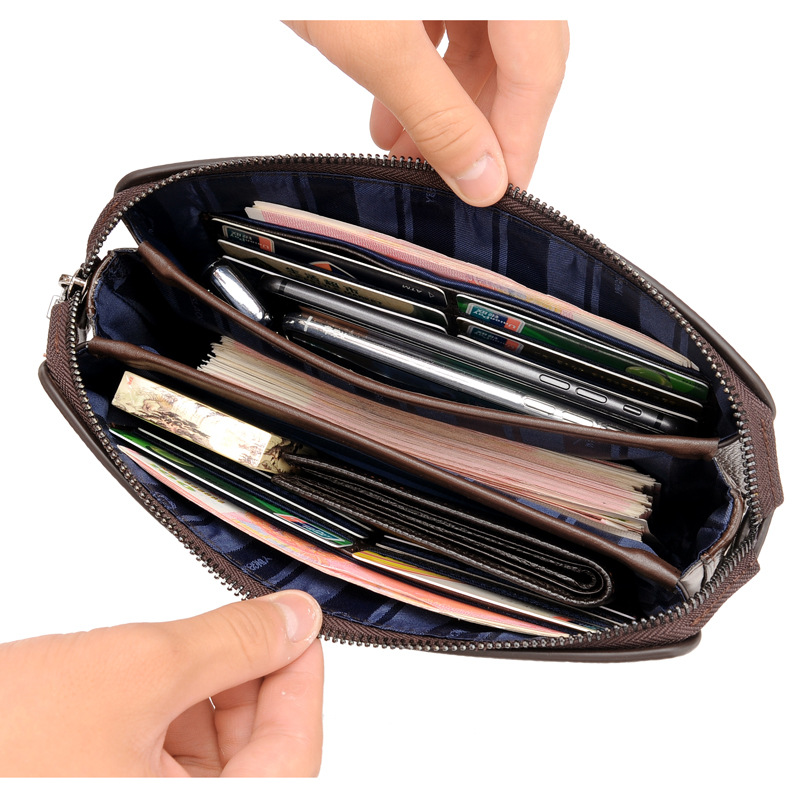 Męskie długie portfele na pien – Leather Wallet Men recenzja i cena